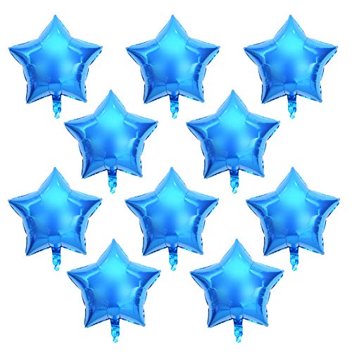 Miskall 10-teiliges Sternen-Folienballon-Set, 25,4 cm große Helium-Aluminium-Luftballons für feierliche Event-Dekorationen – Geburtstage, Hochzeiten, Abschlussfeiern (Blau) von Miskall