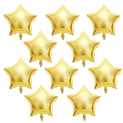 Miskall 10-teiliges Sternen-Folienballon-Set, 25,4 cm große Helium-Aluminium-Luftballons für feierliche Event-Dekorationen – Geburtstage, Hochzeiten, Abschlussfeiern (Gold) von Miskall
