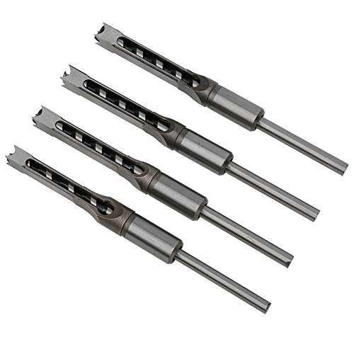 Miskall 4Pcs Square Hole Drill Bits, 11‑12.7mm Woodworking Bearing Steel Wood Drilling Tools Set von Miskall