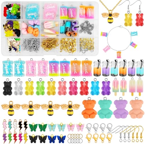 Mispudin Charms Anhänger Set DIY, Bastel Sachen, Schmuck Ohrringe Selber Machen Set, Bubble Tea Anhänger, Ketten Set Selber Machen Anhänger, Charms für Armbänder Ohrringe Ketten Schlüsselanhänger von Mispudin