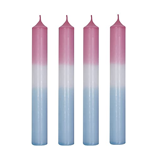 Dip Dye Kerzen-Set 4 Stück Stabkerzen bunt mit Farbverlauf eisblau Pastell blau rosa Tisch-Deko Hochzeit Ostern Konfirmation Kommunion Taufe Weihnachten Adventskranz Geburtstagsdeko Wohnungs-Deko von Miss Lovely