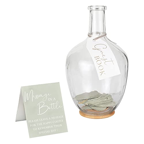 Gästebuch-Alternative Message in a Bottle Botanical Eukalyptus Flasche & 60 Papier-Blätter zum Beschriften Salbei grün Hochzeits-Gästebuch Junggesellenabschied Konfirmation Kommunion Geburtstag Taufe von Miss Lovely