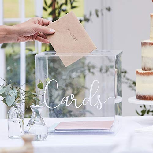 Geld-Box Brief-box Hochzeits-box Sammel-Kiste "CARDS" transparent & weiß aus Acryl ideal für Kuverts Hochzeits-Karten & Geld-Geschenke Hochzeit Geburtstag Hochzeits-Dekoration Deko Zubehör Accessoires von Miss Lovely