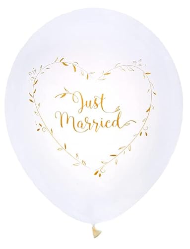 Hochzeits-Ballons Luft-Balloons JUST MARRIED weiß & Gold - Hochzeits-Deko Raum-Dekoration Hochzeit Accessoire-s & Zubehör 24 Ballons von Miss Lovely