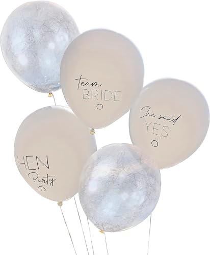 JGA-Ballons Luft-Ballons Konfetti-Ballons SHE SAID YES creme weiß & silber JGA Accessoires Dekoration Zubehör Junggesellinnen-Abschied Deko Party Frauen Braut 10 Ballons von Miss Lovely