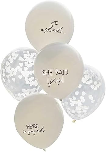 JGA-Ballons Luft-Ballons Konfetti-Ballons SHE SAID YES creme weiß & transparent mit Konfett-Herzen JGA Accessoires Dekoration Zubehör Junggesellinnen-Abschied Deko Party Frauen Braut 15 Ballons von Miss Lovely