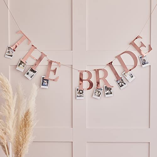 JGA Foto-Girlande DIY Banner THE BRIDE roségold kupfer Junggesellinnen-Abschied Raum-Dekoration Hen-Party Deko JGA Accessoires & Zubehör Frauen Braut Hochzeit Hochzeits-Dekoration Deko-Banner von Miss Lovely