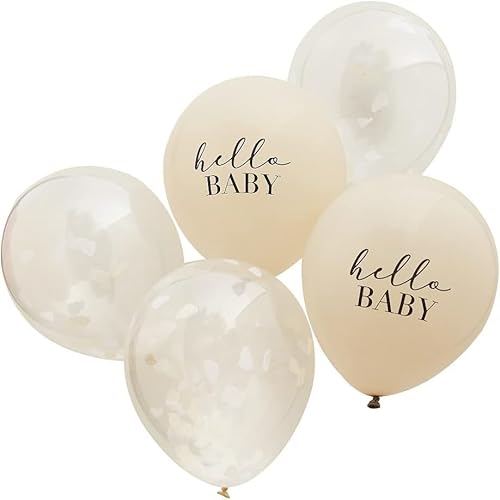 Luftballons Baby-Party Konfettiballons HELLO BABY weiß & creme - Raumdeko Dekoration Babyparty Babyshower Gender-Reveal Geburt Junge Mädchen Accessoires & Zubehör Geschlechtsverkündung 10 Ballons von Miss Lovely