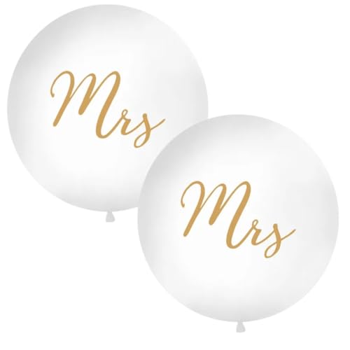 Miss Lovely Hochzeits-Ballons MRS & MRS Deko XXL Luftballons für Frauenhochzeit Lesbische Hochzeit Hochzeits-Deko weiß & schwarz 2 große Ballons Ø 91cm je Luftballon Raum-Deko Hochzeits-Geschenk von Miss Lovely