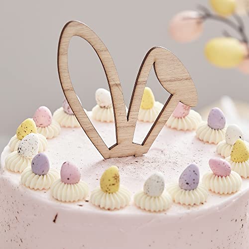 Miss Lovely Kuchenstecker Ostern Osterhase Hasen-Ohren Kuchen-Aufsatz Torten-Deko Topper Hase aus Holz Kuchen-Deko Ostern Oster-Deko Gebäck-Dekoration Kuchenaufsatz von Miss Lovely