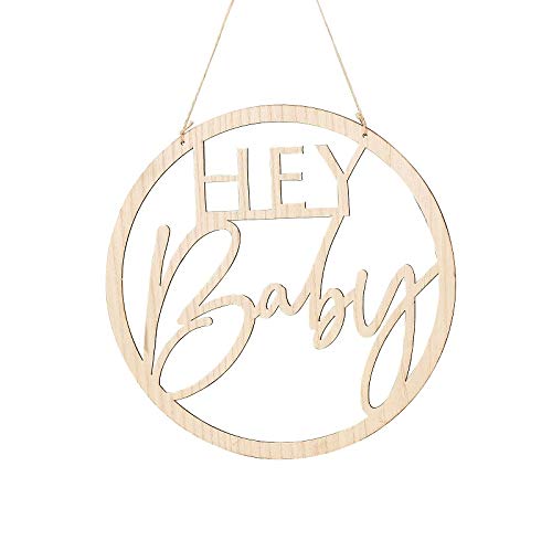 Miss Lovely Wandschid/Deko-Schriftzug/Wand-Dekoration Hey Baby aus Holz Raum-Deko Baby-Party Gender-Reveal Geburt Taufe Junge Mädchen Zubehör & Accessoires von Miss Lovely