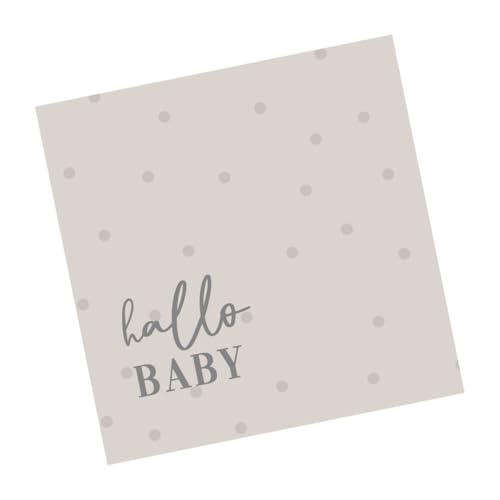 Servietten Baby-Party Hello Baby gepunktet in beige taupe & grau Tisch-Deko Baby-Shower Gender Reveal Taufe Geburt Junge & Mädchen Accessoires Zubehör Dekoration 20 Servietten von Miss Lovely