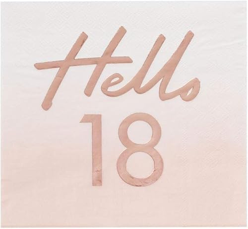 Servietten "HELLO18" zum 18. Geburtstag in rosa blush & metallic rosé-gold kupfer Geburtstags-Deko Geburtstags-Feier Tisch-Dekoration Geburtstag 18. Geburtstag Frauen Volljährigkeit 16 Servietten von Miss Lovely