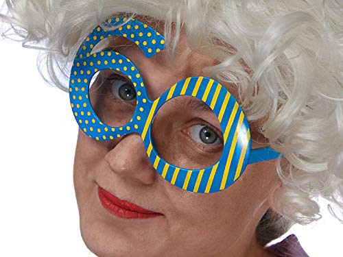 Spass-Brille / Geburtstags-Brille / Party-Brille "60" zum 60. Geburtstag in blau & gelb / Geburtstags-Deko Geburtstags-Feier Party-Zubehör 60. Geburtstag Mann & Frau Runder Geburtstag Accessoires von Miss Lovely