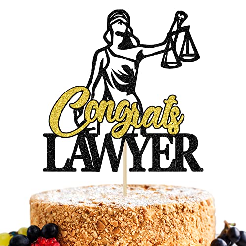 Congrats Anwalt Kuchenaufsatz – Anwälte Graduate CakeDecor, 2022 Law School Graduation Party Dekoration Supplies (Schwarz) von Miss Onederful