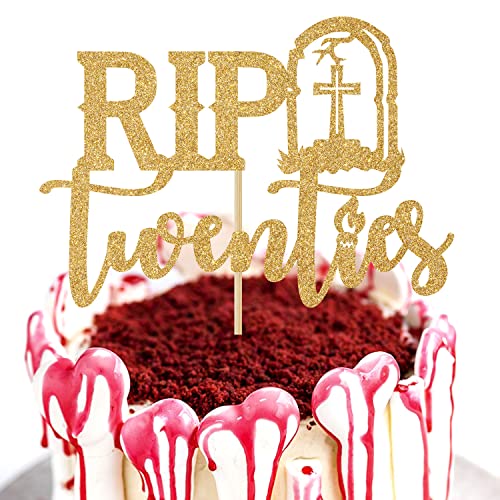 Gold Glitter Rip Twenties Cake Topper, Death to My Twenties/Rip to My Twenties Cake Decorations, Old English Themed 30th Birthday Party Decorations von Miss Onederful