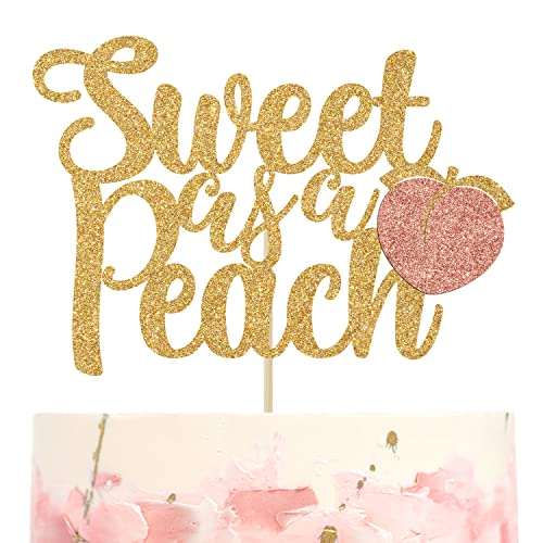 Gold Glitter Sweet As A Peach Cake Topper, Sweet Baby Girl/One Sweet Peach/Welcome Baby Girl, Fruit Thema Baby Shower Party Dekorationen für Baby Mädchen von Miss Onederful