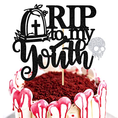 Kuchendekoration mit Aufschrift "Rip to My Youth/Here Lies Your Youth", Schwarz von Miss Onederful