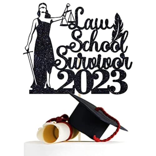 Law School Survivor 2023 Cake Topper, Congrats Lawyer Cake Decor, Law School Graduation Party Dekoration Supply Black Glitter von Miss Onederful