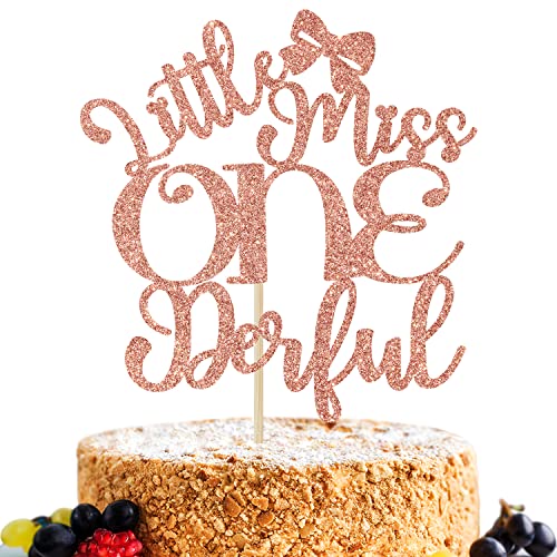 Rose Gold Glitter Miss Onederful Cake Topper, Baby Mädchen 1. Geburtstag Kuchendekoration, Baby Mädchen 1 Jahr alt Geburtstag / Babyparty Party Dekoration Supplies von Miss Onederful