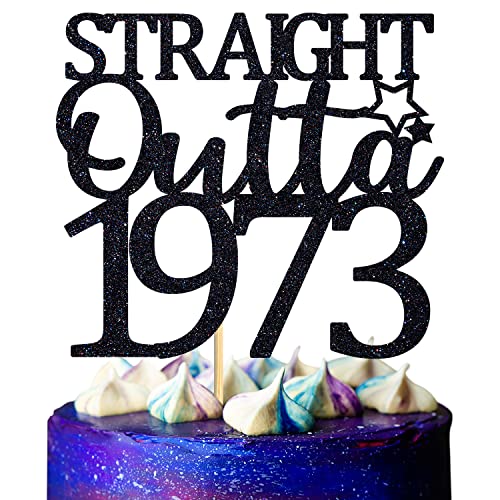 Straight Outta 1973 Cake Topper Cheers to 50, I'm 50, 50th Birthday Themed Party Dekorationen Schwarz Glitter von Miss Onederful