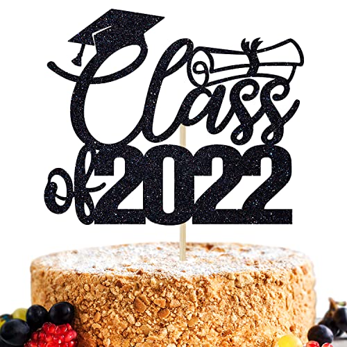 Tortenaufsatz mit Aufschrift "Class of 2022" – Happy Graduation Cake Topper, Congrats Grade Party Dekorationen, College Graduate Cake Topper (schwarz) von Miss Onederful