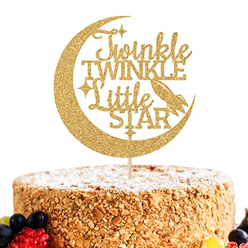 Twinkle Twinkle Little Star Kuchendekoration – Willkommen Baby Junge und Mädchen Kuchendekoration – Babyparty / kleines Kind zum ersten Geburtstag Party Dekoration Supplies – Gold Glitter von Miss Onederful