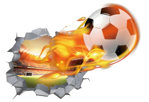 3D Wandtattoo Fußball Durchbruch Wandaufkleber Bunte FussballWandbild Wandtattoo Junge Teenager Videospiel Wandstikcer für Kinderzimmer Jungen Schlafzimmer Deko Geschenk von Miss-shop