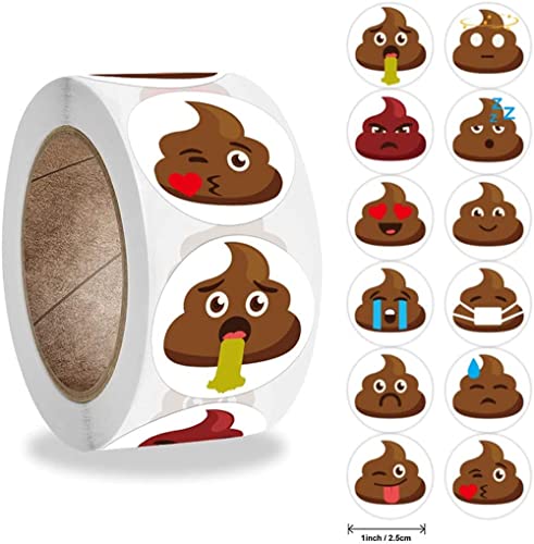 Funny Poop Stickers,Kinder Aufkleber,500 Stück/Roll Party Dekorative Aufkleber Bastelarbeiten Sticker Belohnungsaufkleber für Party Gift Magazine Gift Office Lehrer Etikett von Miss-shop