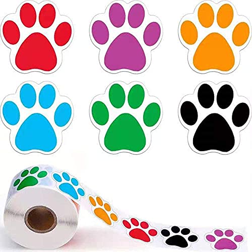 Hunde Pfoten Druck Aufkleber,Bunte Bärentatze Etiketten Aufkleber 1Rollen / 500pcs Bear Paw Print Labels Pet Gift Bag Sticker Food Bag Aufkleber für Scrapbook Craft Labels Wandtattoos Dekoration von Miss-shop