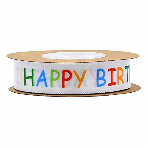 Miss-shop Geschenkband,Präsent Ribbons 10 Yard 15 mm Geschenkband Satinband mit Happy Birthday für Geschenkpapier Nach Hause Dekorative Karte Machen Handwerk Scrapbooking von Miss-shop