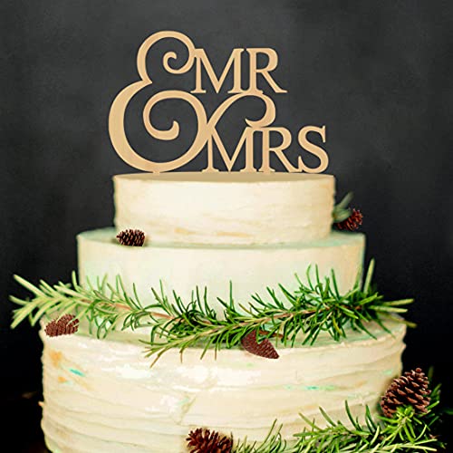 Mr & Mrs Cake Toppers,Hochzeit Kuchen Topper Holz Tortentopper für Party Hochzeitsgeschenk Jahrestag Kuchen Dekoration von Miss-shop