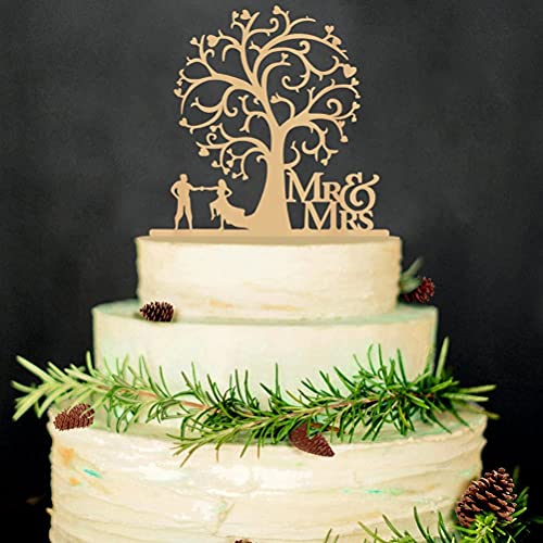 Mr & Mrs Cake Toppers,Hochzeit Kuchen Topper Holz Tortentopper für Party Hochzeitsgeschenk Jahrestag Kuchen Dekoration von Miss-shop