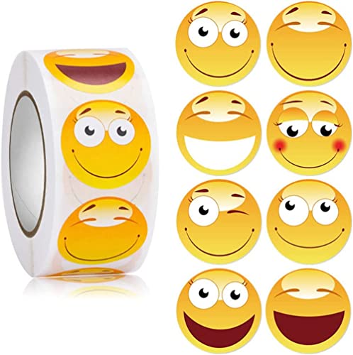 Smiley Aufkleber,Glückliches Gesicht Smiley Aufkleber 500pcs Gelbe Smiley-Aufkleber Kinder Belohnungsaufkleber für Lehrer Und Schüler Chirstmas Birthday Party Dekorative Aufkleber von Miss-shop