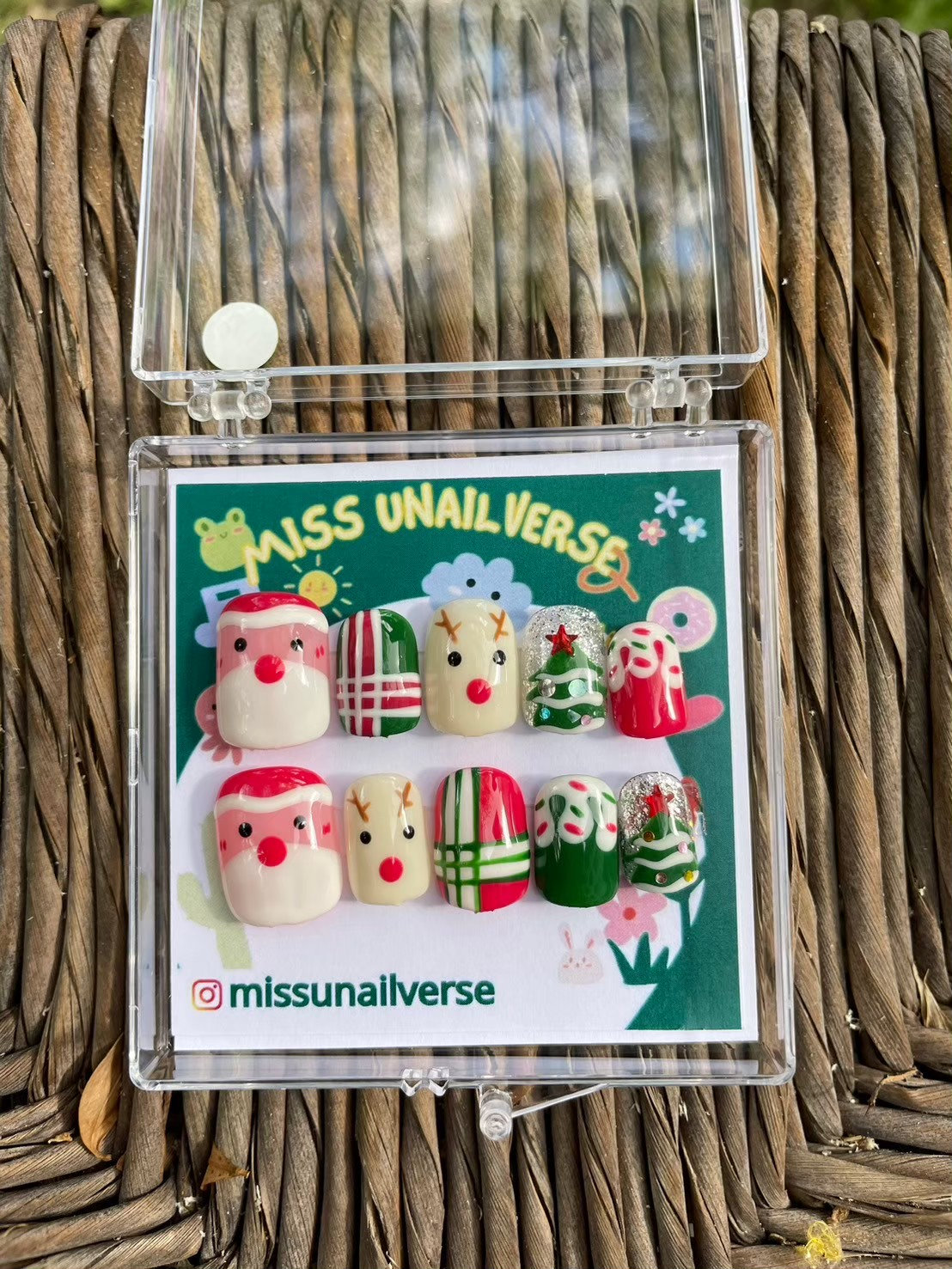 Press On Nails, Gel Nägel, Glanzige Weihnachten, Handgemacht, Rosa, Altrosa, Klebenägel, Sticker Jingle Set | Größe S M L von MissUnailverse