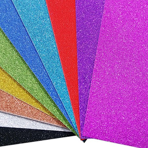 Misscrafts 10 Bögen Glitzerkartonpapier, A4, zum Basteln zu Weihnachten und Geburtstag, Einpackpapier, Bastelkarton, Papier, multi, A4 von Misscrafts