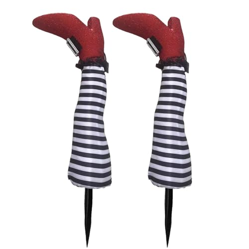 1 Paar Halloween Hexenbeine Pfähle Halloween Hexenbeine Mit Erdspießen Gartenstecker Für Rasen Terrassen Lustige Halloween Dekoration Hexe Beine Requisite Gartenfiguren Hexenbeine Garten Requisiten von Missmisq