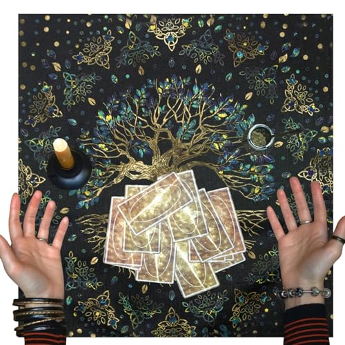 60×60cm Altar Tarot Tischdecke Altartuch Tarotkarten Tischservietten Tarot Tischdecke Altartuch Hexerei Tischdecke Pentagramm Tapisserie Astrologie Divination Karte Tuch Tisch von Missmisq