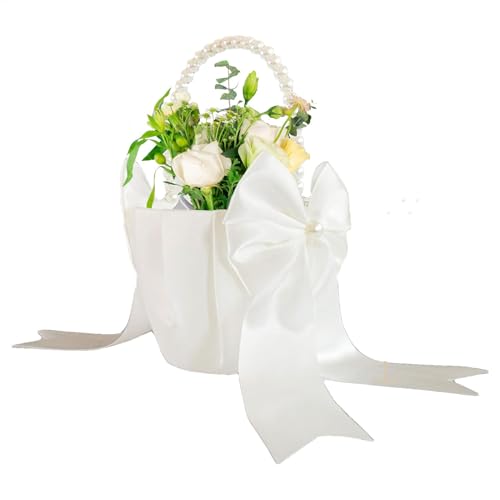 Blumenmädchen Korb Mit Perle Hochzeit Streukorb Hochzeit Blumenkorb Mädchen Weiß Blumenkorb Blumenmädchen Streukorb Blumenkorb Hochzeit Für Hochzeitszeremonie Obstkorb Aufbewahrungskorb Für Hochzeit von Missmisq