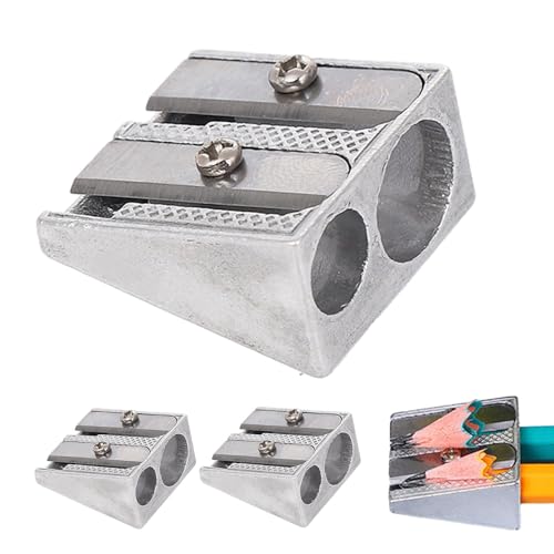 Doppelloch Bleistiftspitzer Metall 2 Loch Bleistiftspitzer Handheld Metall Bleistiftspitzer Minis Bleistiftspitzer Kleine Anspitzer Metallkeilspitzer Für Bleistifte Metall Bleistiftspitzer Für Schulen von Missmisq