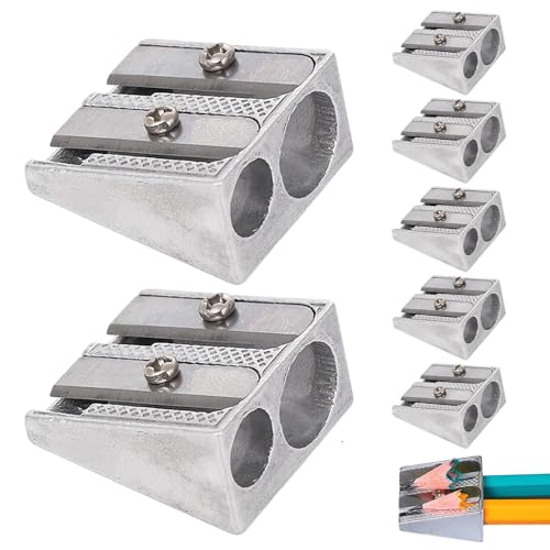 Doppelloch Bleistiftspitzer Metall 2 Loch Bleistiftspitzer Handheld Metall Bleistiftspitzer Minis Bleistiftspitzer Kleine Anspitzer Metallkeilspitzer Für Bleistifte Metall Bleistiftspitzer Für Schulen von Missmisq