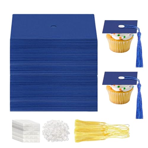 Missmisq 2024 Abschluss-Kuchenaufsatz, Abschluss-Hut-Kuchenaufsatz,Abschlusshut-Cupcake-Dekorationen - Congrats Grad Hat Cake Toppers mit Quaste, 50 Stück Cupcake-Dekorationen, Partyzubehör für den von Missmisq