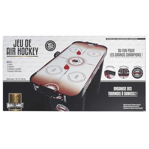 Gadget, MG3296/CK, Table de Hockey Electronique à Air Pulse, Blanc, Noir, Rouge, Fun et compétition garantis Avec un système d'air Pour des Duels Rapides et fluides en famille! von Mister Gadget