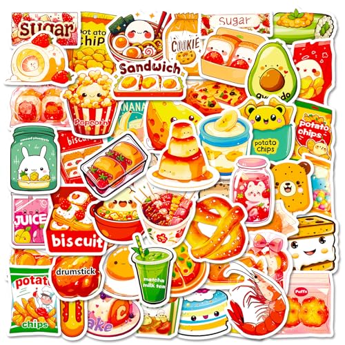 Mistree 50 Aufkleber Essen und Trinken, Aesthetische Sticker Kindern, 4-5 CM von Mistree