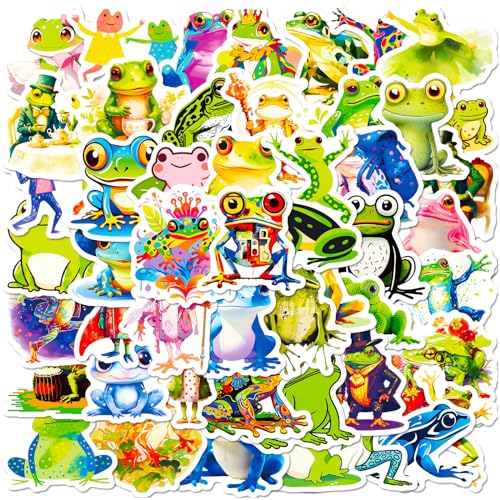 Mistree 50 Aufkleber Frosch Kinder Selbstklebend, Bunte Lustige Aufkleber für Laptop, Helm, 5 CM von Mistree