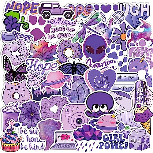 Mistree 50 Aufkleber Lila, Kawaii Sticker zum Kleben Fahrrad, Skateboard, Roller, Helm, Motorrad, 5-6 CM von Mistree