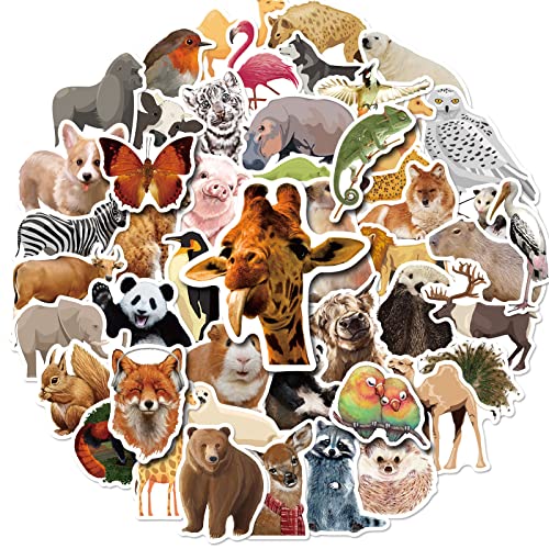 Mistree 50 Stücke Realistisch Aufkleber Tiere Kinder, Aufkleber Tierschutz Kinder Lustig, Sticker Tiere Dschungel, Wasserfeste von Mistree