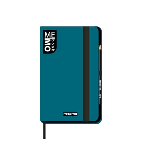 Mitama Notizbuch Pocket PETROLIO – MEMO BOOK – Notizbuch – Soft-Touch-Cover – Innentasche + Bleistift enthalten – weiße Blätter – 9 x 14 cm von Mitama