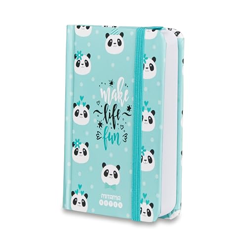 Mitama Notizbuch mit Panda-Grafik, Hellblau, Hardcover - Notizbuch Notes - 8 x 11 cm - 250 Seiten - Taschenformat von Mitama