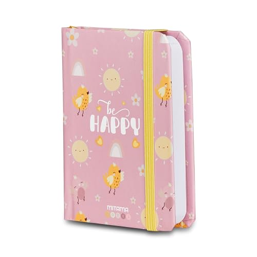 Mitama Notizbuch mit Smiley-Grafik, Rosa, Hardcover - Notizbuch Notes - 8 x 11 cm - 250 Seiten - Taschenformat von Mitama